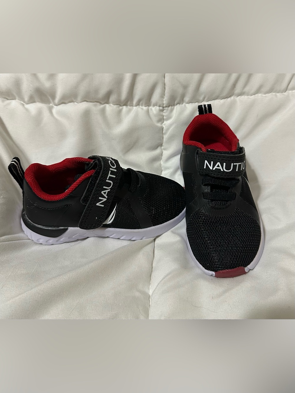 Nautica Kids Black and Red Slip-On Athletic Sneakers